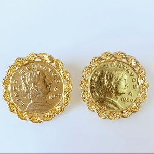 Gold Tone Coin Earrings